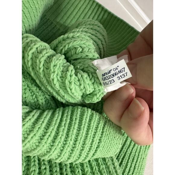 Aerie Beyond Chenille Green Mockneck Knit Sweater Fresh Green Size XS - Picture 7 of 8